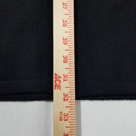 ST. JOHN Santana Knit Sweater Size 14 Black V-Neck Center Bow Clasp Long Sleeve - Picture 11 of 12